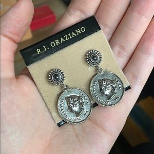 Silver-plated coin earrings, never worn